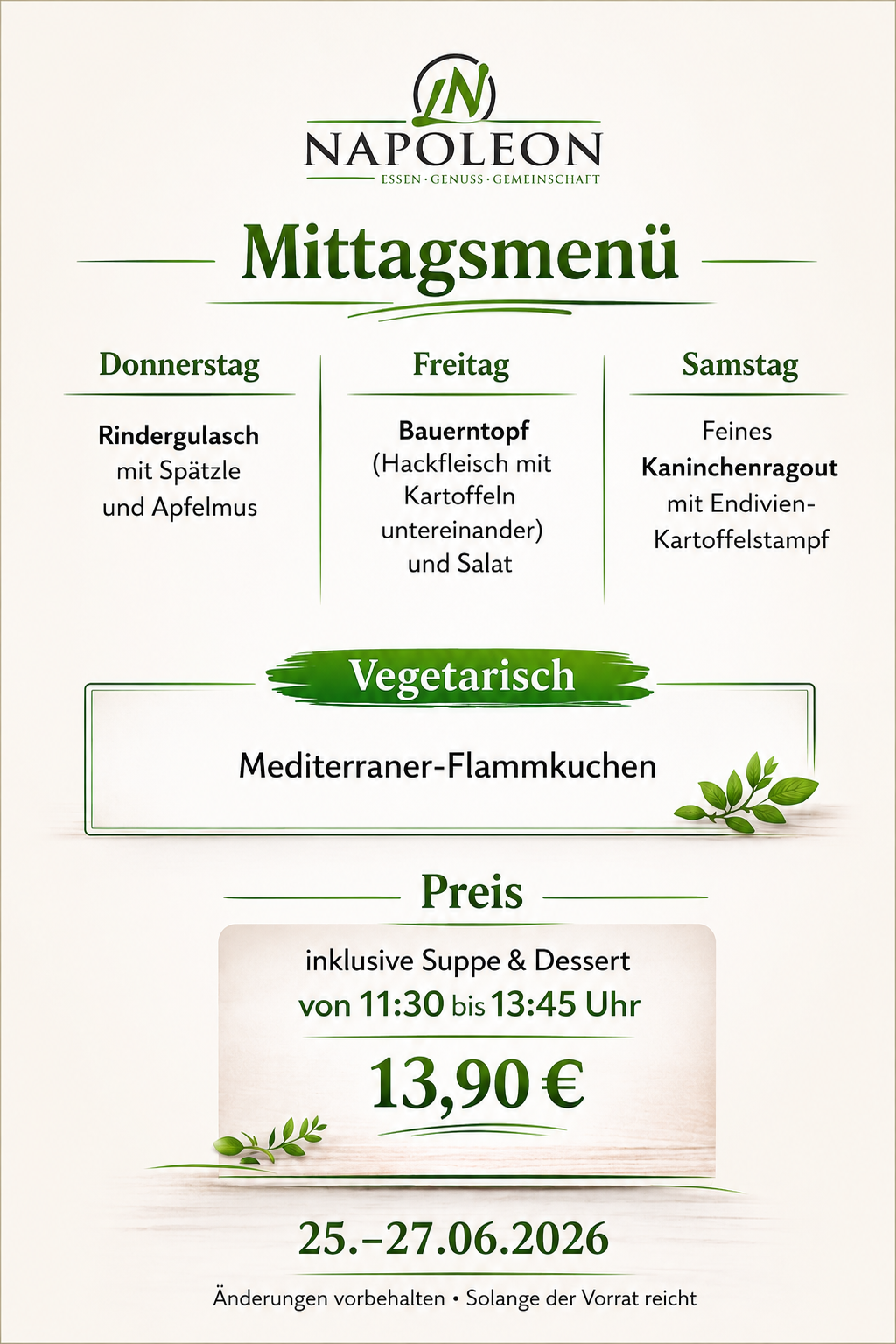 Mittagsmenü