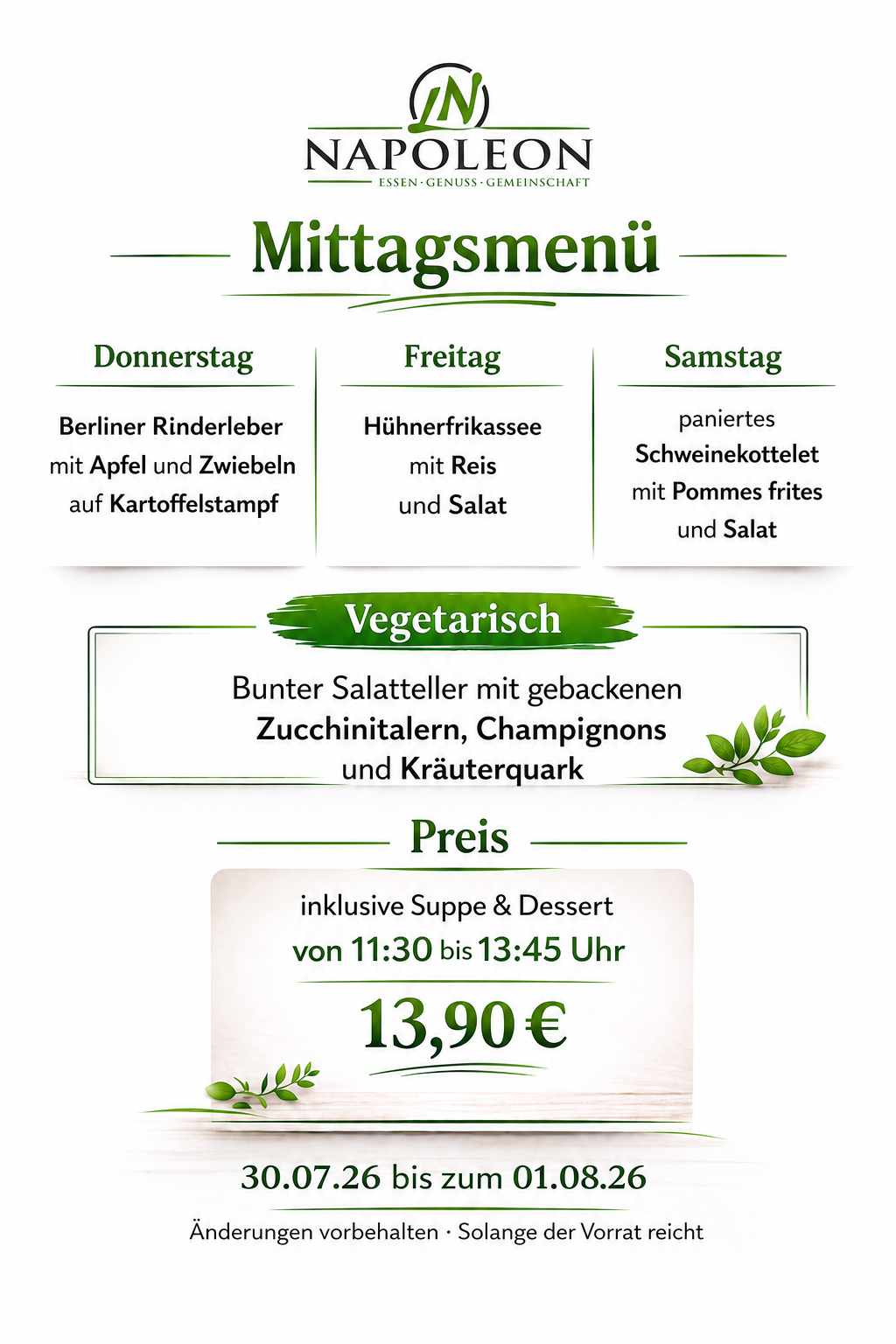 Mittagsmenü