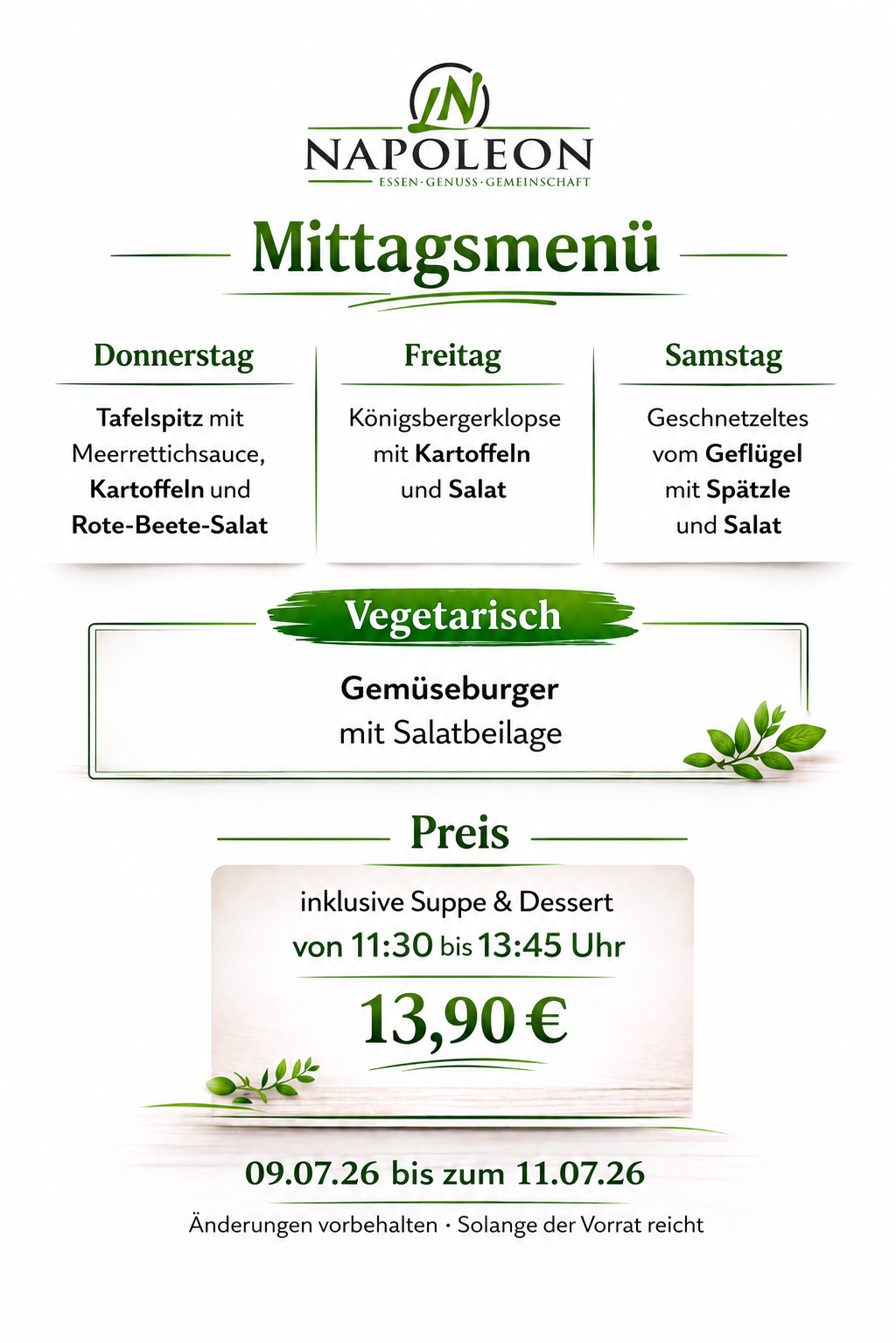 Mittagsmenü