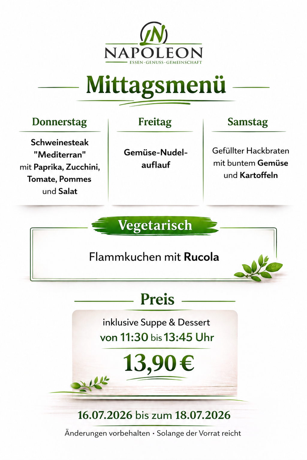 Mittagsmenü