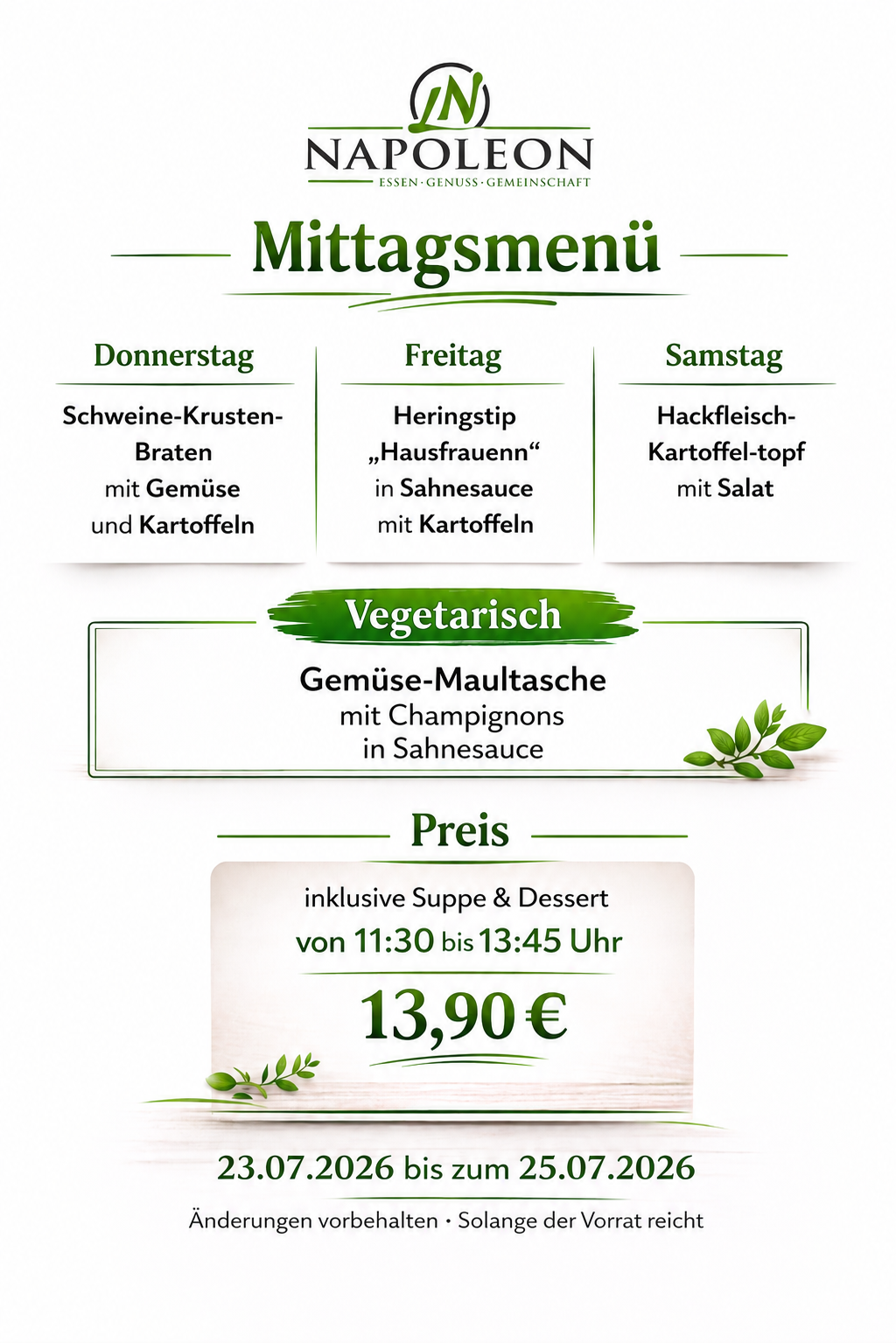 Mittagsmenü